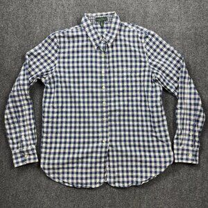 LRL Lauren Jeans Co Shirt Womens Medium Gingham Check Button Up Collared